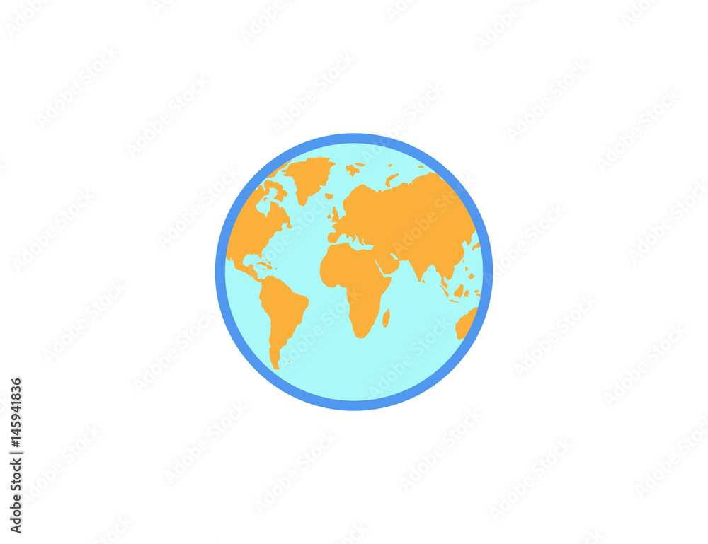 Flat vector modern world globe map Flat vector modern world globe map