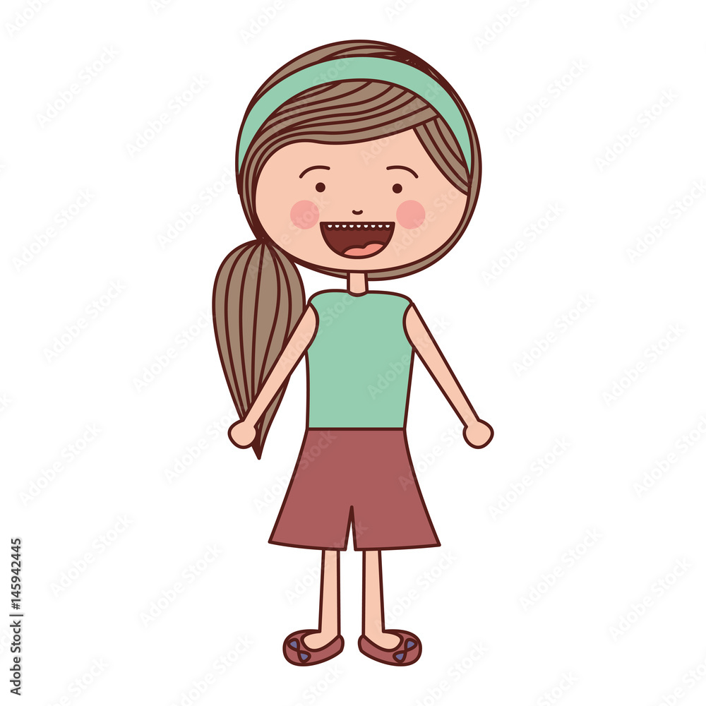 color silhouette smile expression cartoon side ponytail hair girl with shirt and skirt vector illustration color silhouette smile expression cartoon side ponytail hair girl with shirt and skirt vector illustration