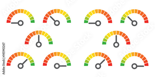 meter signs infographic gauge element from red to green and green to red vector illustration