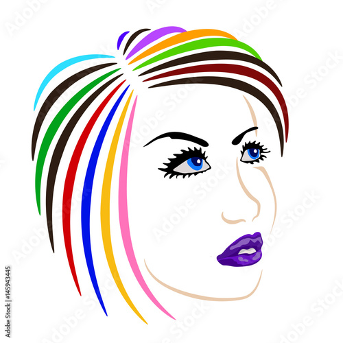 Female face on white background vector illustration