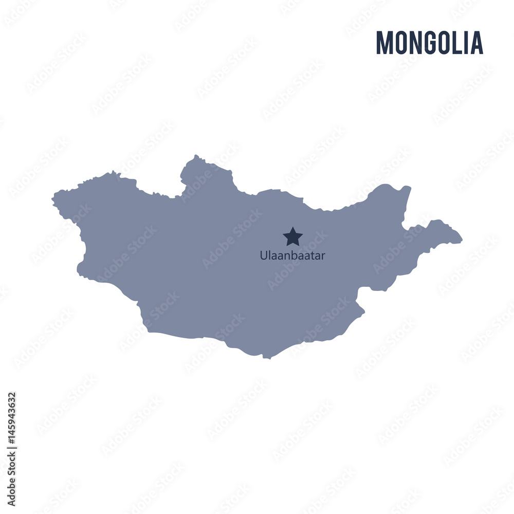 Vector map of Mongolia isolated on white background.