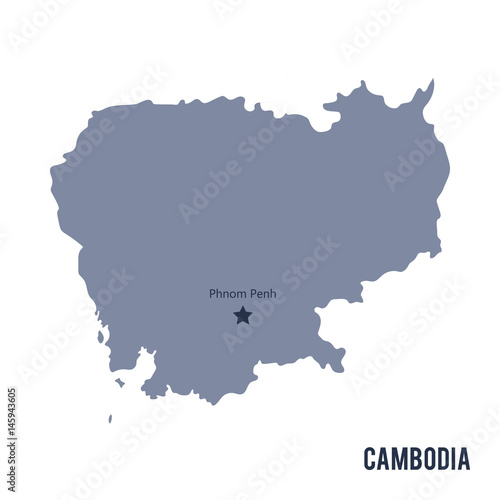 Vector map of Cambodia isolated on white background.