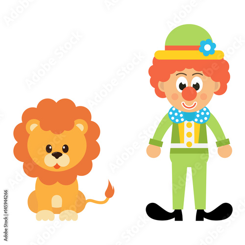cartoon clown and lion