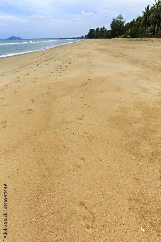 on the beach there are many footprints of tourists on the beach there are many footprints of tourists