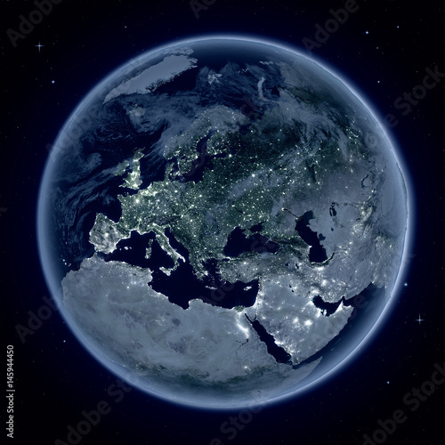 Fototapeta Naklejka Na Ścianę i Meble -  Europe at night from space