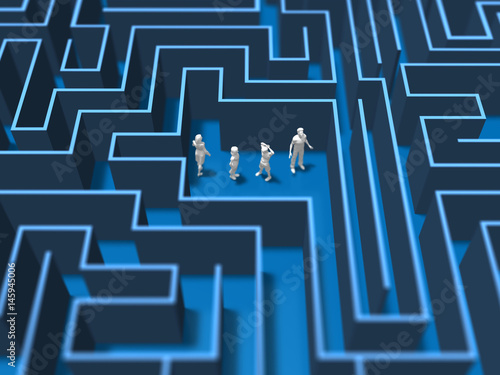 Familiar family figures in the center of the maze