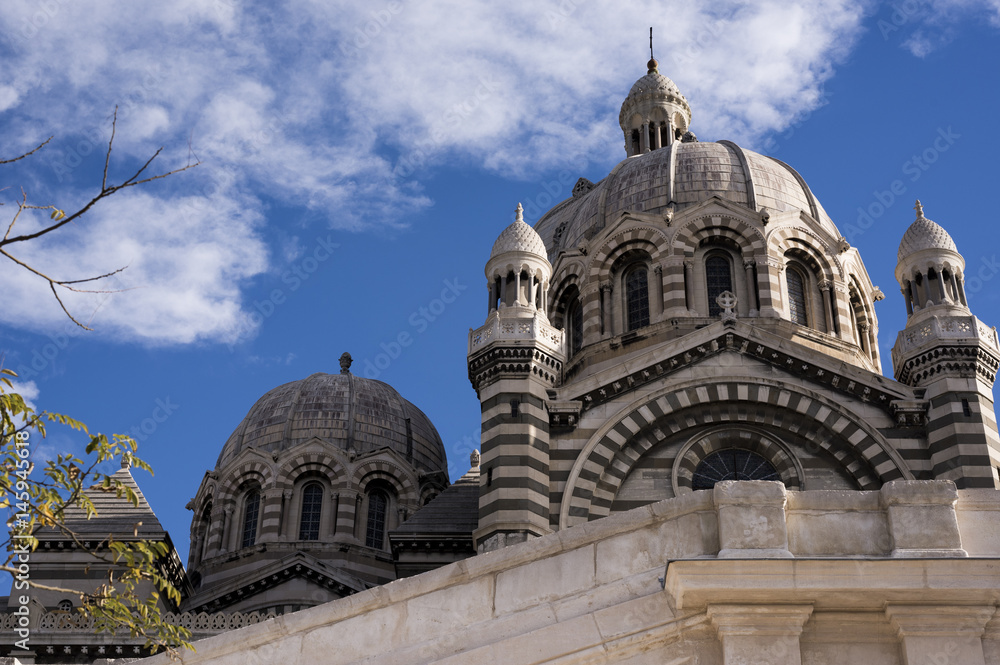 beautiful cathedral of Marseille with a nice sky, south of France