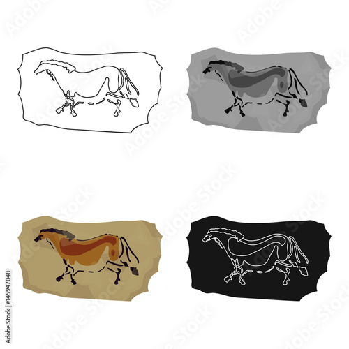 Cave painting icon in cartoon style isolated on white background. Stone age symbol stock vector illustration.