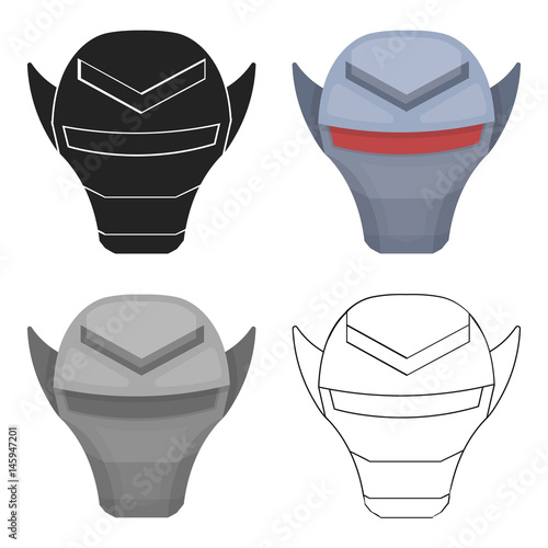 Superhero's helmet icon in cartoon style isolated on white background. Superhero's mask symbol stock vector illustration.