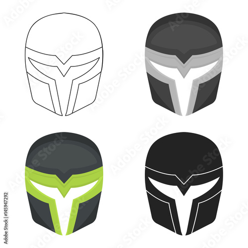 Superhero's helmet icon in cartoon style isolated on white background. Superhero's mask symbol stock vector illustration.
