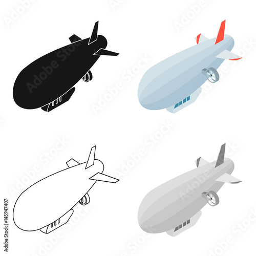Airship icon in cartoon style isolated on white background. Transportation symbol stock vector illustration.