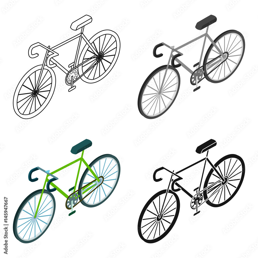 Fototapeta Ikona roweru w stylu kreskówka na białym tle. Transport symbol Stockowa ilustracja wektorowa