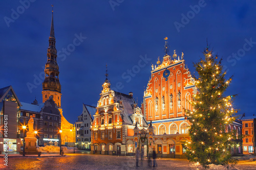 Christmas tree on town hall square in Riga