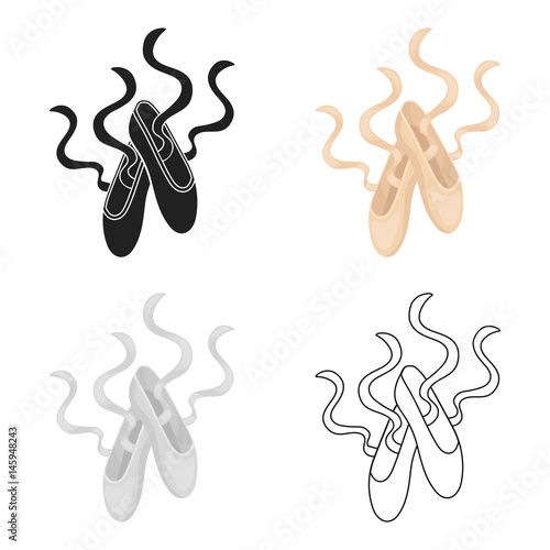 Pointe Shoes icon in cartoon style isolated on white background. Theater symbol stock vector illustration