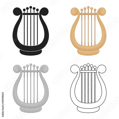 Harp icon in cartoon style isolated on white background. Theater symbol stock vector illustration