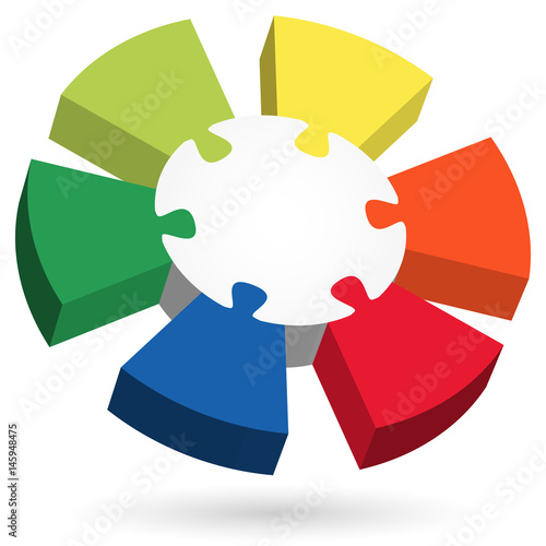 3D Puzzle info graphic with center part