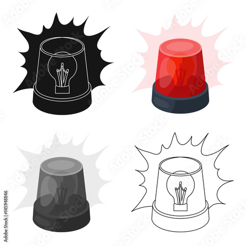 Emergency rotating beacon light icon in cartoon style isolated on white background. Police symbol stock vector illustration.