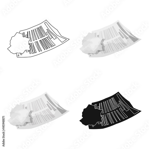 Crumpled paper icon in cartoon style isolated on white background. Trash and garbage symbol stock vector illustration.