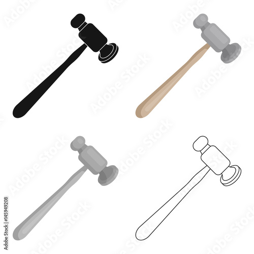 Jewelry hammer icon in cartoon style isolated on white background. Precious minerals and jeweler symbol stock vector illustration.