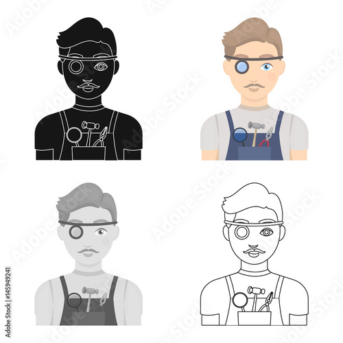 Jeweler icon in cartoon style isolated on white background. Precious minerals and jeweler symbol stock vector illustration.