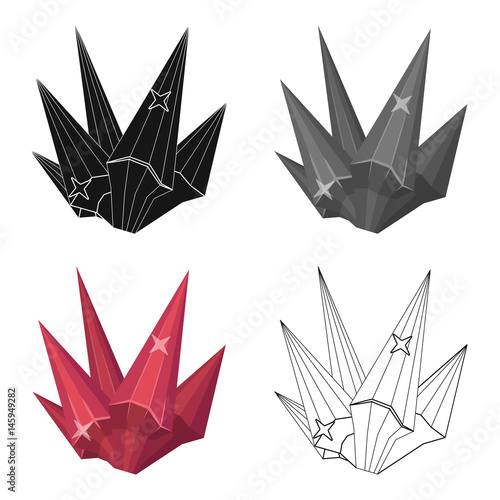 Red natural mineral icon in cartoon style isolated on white background. Precious minerals and jeweler symbol stock vector illustration.
