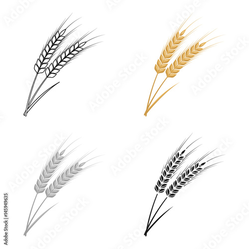 Ears of wheat pasta icon in cartoon style isolated on white background. Types of pasta symbol stock vector illustration.
