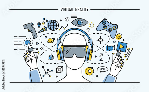 virtual reality line art banner