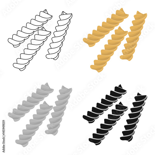 Fusilli icon pasta in cartoon style isolated on white background. Types of pasta symbol stock vector illustration.