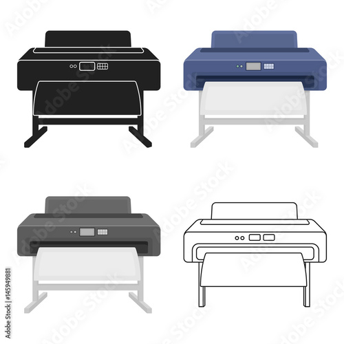 Large format printer icon in cartoon style isolated on white background. Typography symbol stock vector illustration.