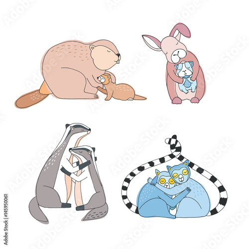 Photography Cute animals hugs set