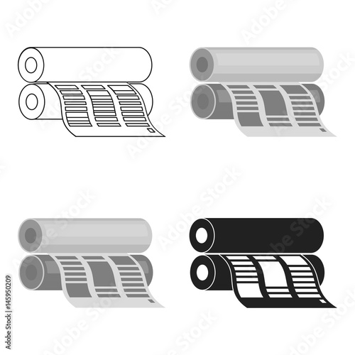 Newspaper printing machine in cartoon style isolated on white background. Typography symbol stock vector illustration.