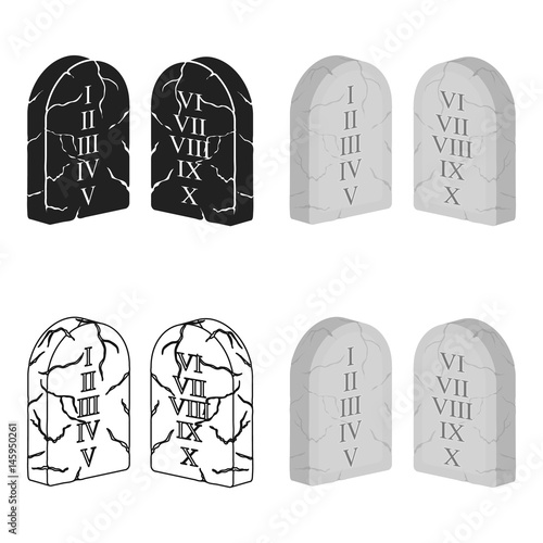 Ten Commandments icon in cartoon style isolated on white background. Religion symbol stock vector illustration.