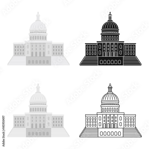 United States Capitol icon in cartoon style isolated on white background. USA country symbol stock vector illustration.