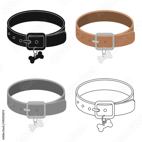 Dog collar icon in cartoon style isolated on white background. Veterinary clinic symbol stock vector illustration.