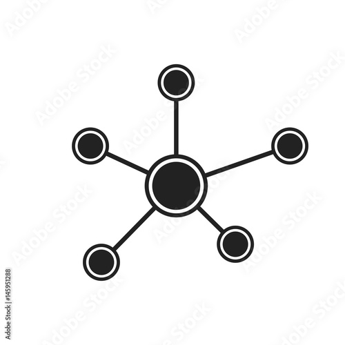 Social network, molecule, dna icon in flat style. Vector illustration.