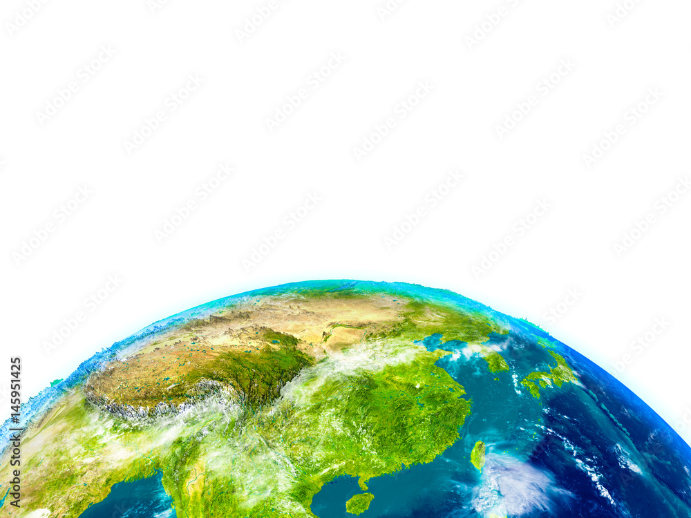 Fototapeta premium East Asia on physical globe