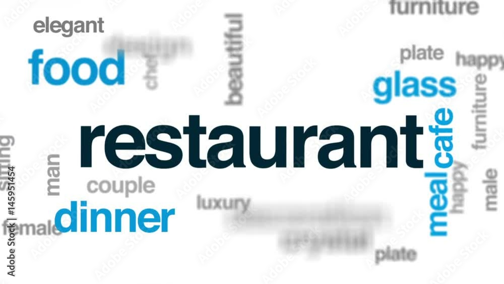 Restaurant animated word cloud, text design animation. Restaurant animated word cloud, text design animation.
