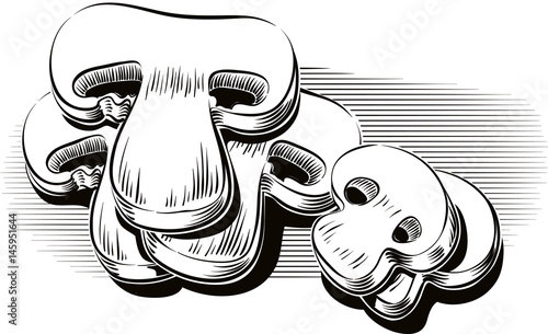 Mushrooms "champignon" sliced.