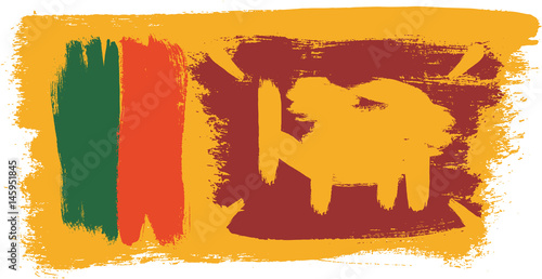 Sri Lanka Flag Vector Hand Painted with Rounded Brush