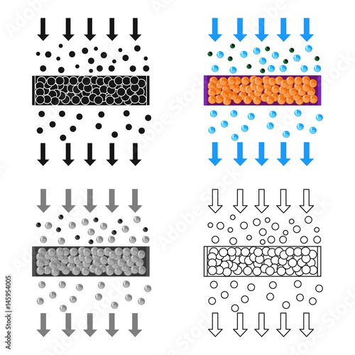 Water filtration icon in cartoon style isolated on white background. Water filtration system symbol stock vector illustration.