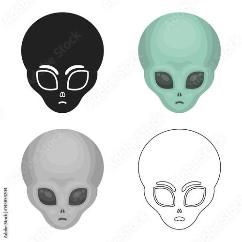 Alien icon in cartoon style isolated on white background. Space symbol stock vector illustration.