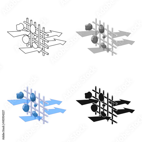 Water filtration through carbonic filter icon in cartoon style isolated on white background. Water filtration system symbol stock vector illustration.