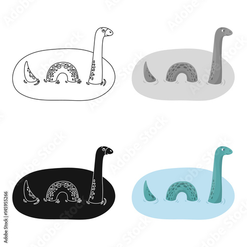 Loch Ness monster icon in cartoon style isolated on white background. Scotland country symbol stock vector illustration.