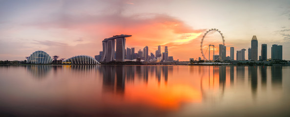 Singapore skyline at sunset time in Singapore city