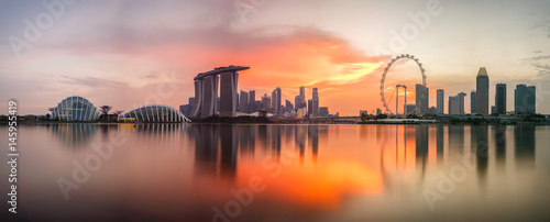 Canvas Print Singapore skyline at sunset time in Singapore city