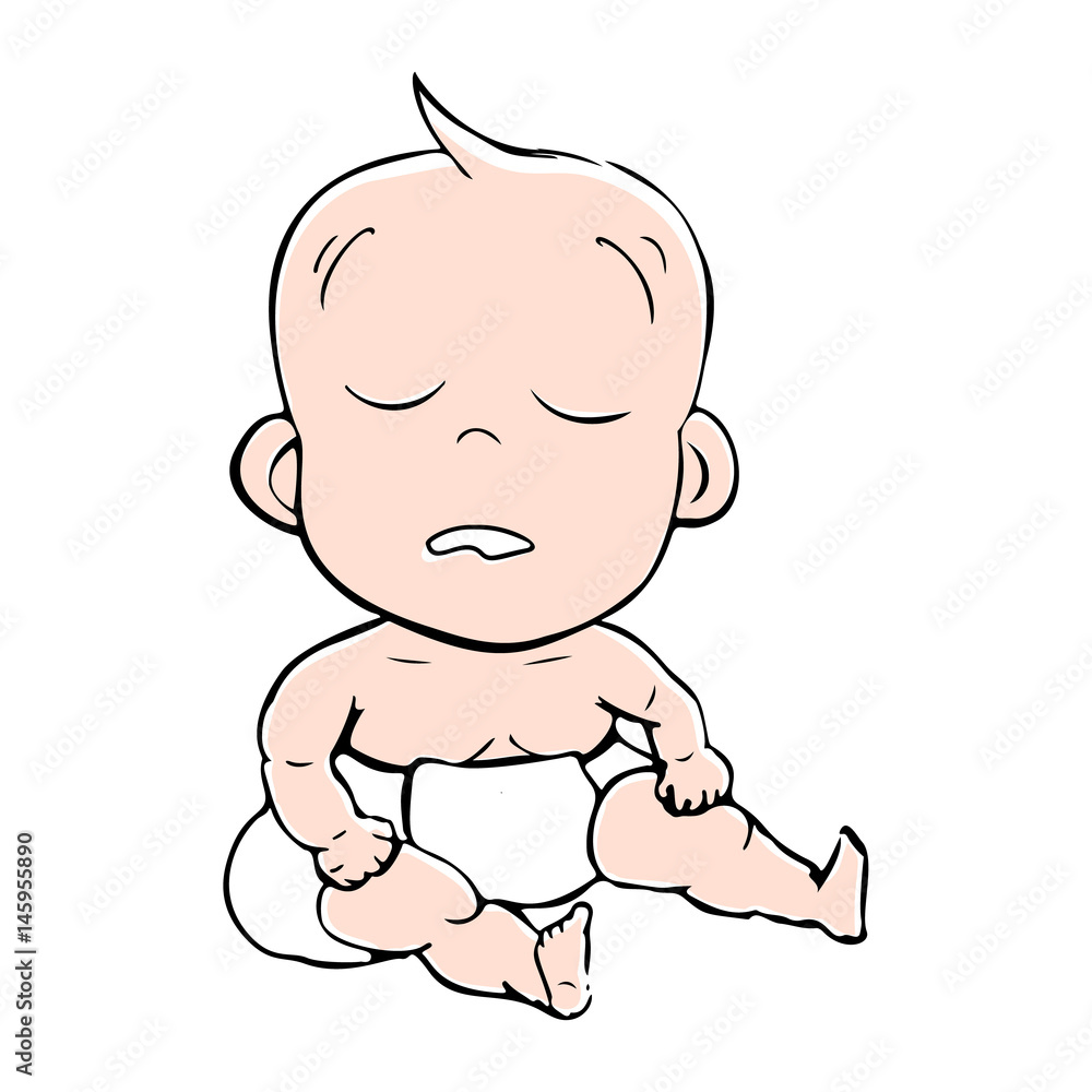 Cute sleeping baby drawing. Simple cartoon vector illustration. Cute sleeping baby drawing. Simple cartoon vector illustration.