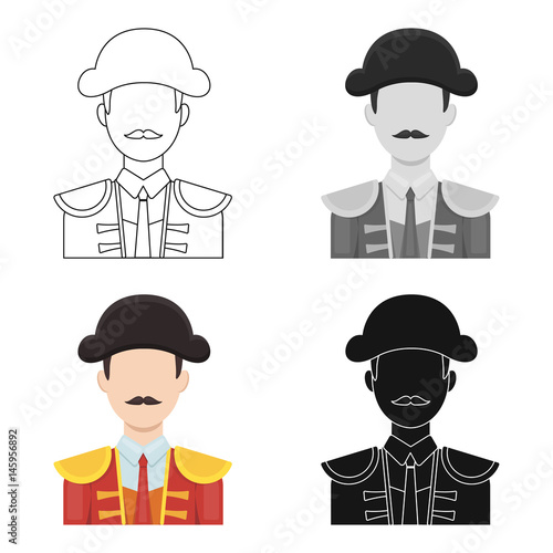 Matador icon in cartoon style isolated on white background. Spain country symbol stock vector illustration.