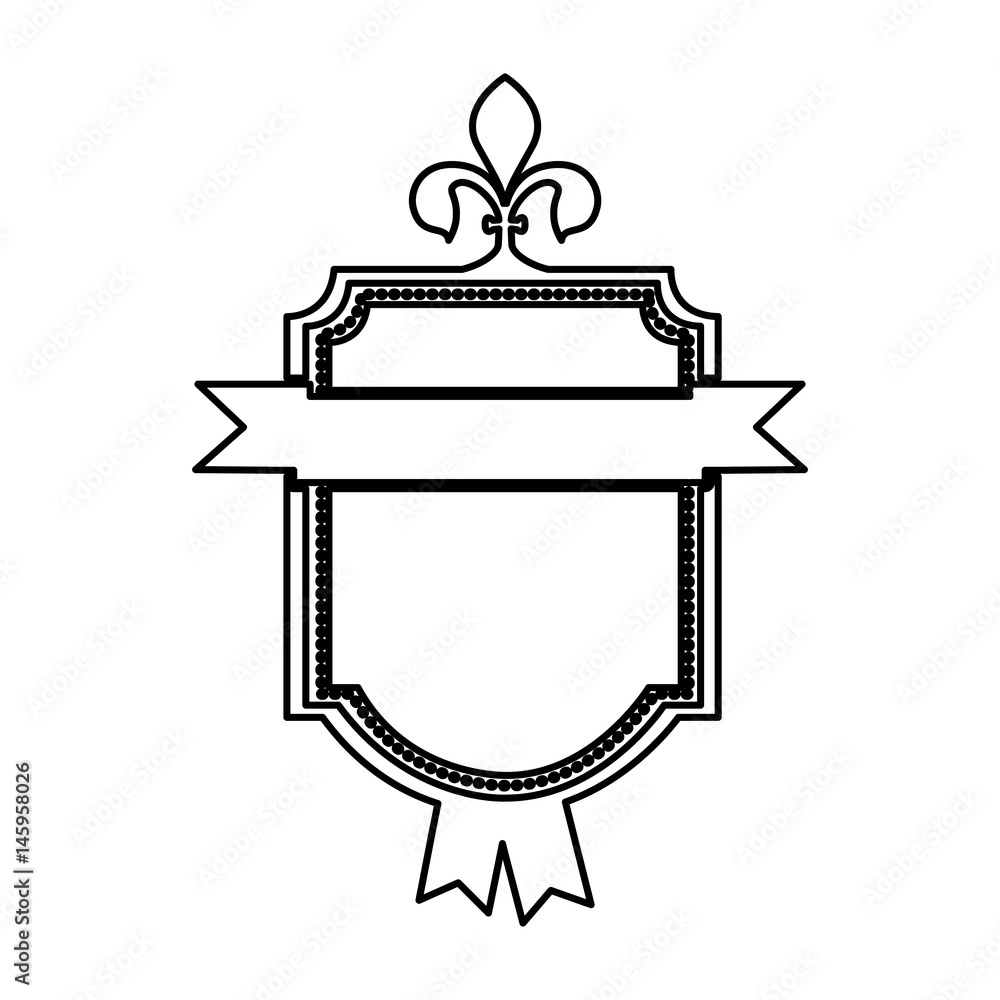 black silhouette heraldic coat of arms with ribbon vector illustration ...
