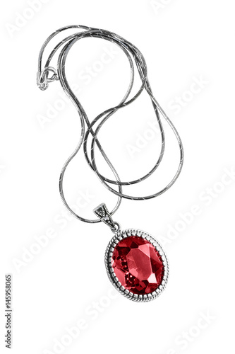 Ruby necklace isolated