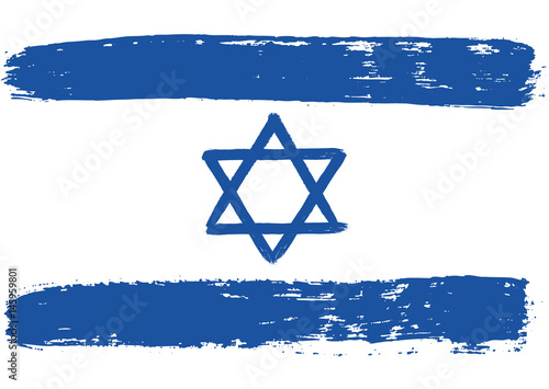Israel Flag Vector Hand Painted with Rounded Brush